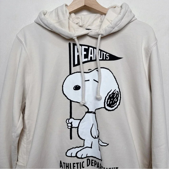 Zara Womens Small Snoopy Peanut Limited Tier Back Beige Hoodie - Picture 5 of 16